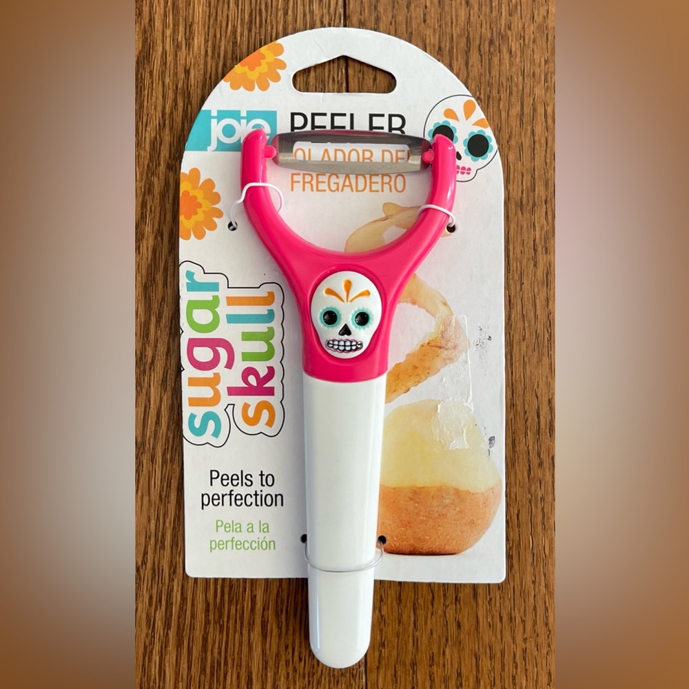 Joie Sugar Skull Day of the Dead Pink Stainless Steel Blade Vegetable Peeler NEW